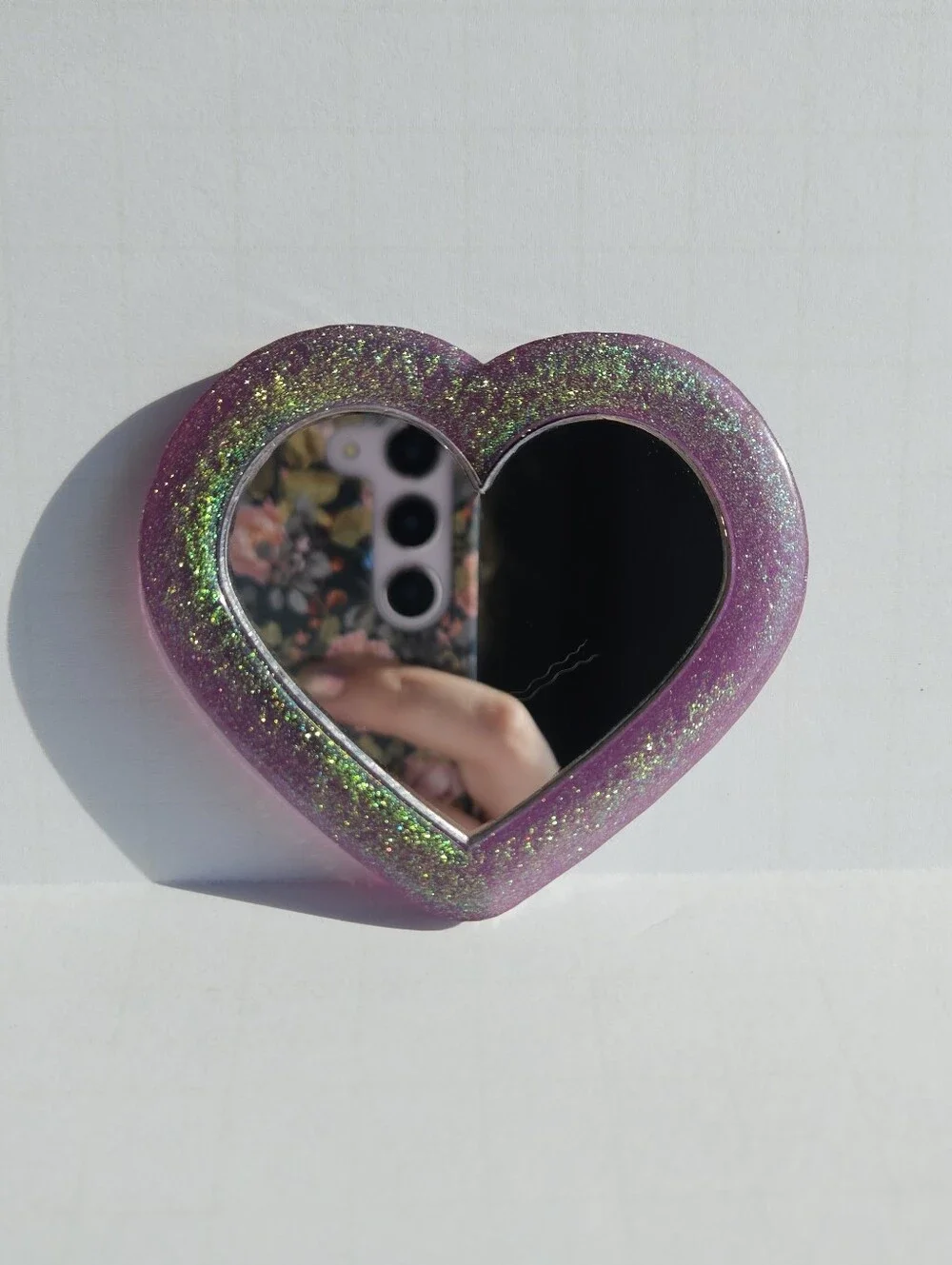 Handmade Purple Heart Pocket Resin Mirror Bridgerton Coquette Girly Vibes